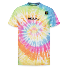Load image into Gallery viewer, LIVE IT Pride Unisex HELLO GOODBYE original Tie Dye T-Shirt - rainbow