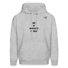 Load image into Gallery viewer, LIVE IT Men's AGE OF INNOCENCE IS BACK original Men's Hoodie - heather gray