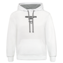 Load image into Gallery viewer, LIVE IT Unisex EXCUSE ME JUST LIVE IT original Contrast Hoodie - white/gray