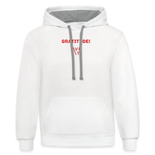 Load image into Gallery viewer, LIVE IT Unisex GRATITUDE original Contrast Hoodie - white/gray