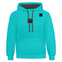 Load image into Gallery viewer, LIVE IT Pride Unisex original Contrast Hoodie - scuba blue/asphalt