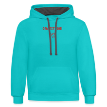 Load image into Gallery viewer, LIVE IT Unisex GRATITUDE original Contrast Hoodie - scuba blue/asphalt