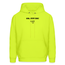 Load image into Gallery viewer, LIVE IT Men's GRATITUDE original Men's Hoodie - safety green