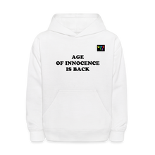 Load image into Gallery viewer, LIVE IT Kids AGE OF INNOCENCE IS BACK original Hoodie - white