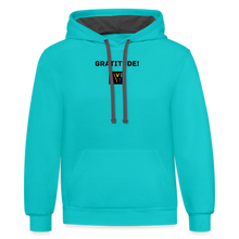 Load image into Gallery viewer, LIVE IT Pride Unisex GRATITUDE original Contrast Hoodie - scuba blue/asphalt