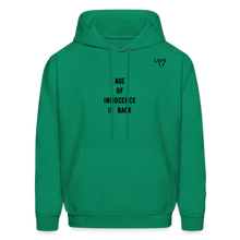 Load image into Gallery viewer, LIVE IT Men's AGE OF INNOCENCE IS BACK original Men's Hoodie - kelly green