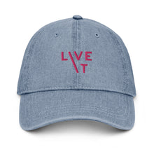 Load image into Gallery viewer, LIVE IT Breast Cancer AWARENESS and SURVIVOR original Denim Cap