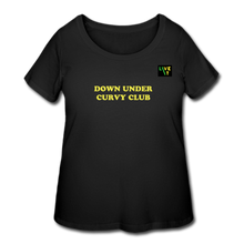 Load image into Gallery viewer, LIVE IT Curvy Plus Size Aussie DOWN UNDER CURVY CLUB original Women's Curvy T-Shirt - black