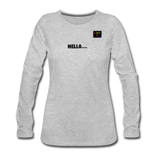 Load image into Gallery viewer, LIVE IT Pride Women's HELLO GOODBYE original Women's Slim Fit Long Sleeve T-Shirt - heather gray