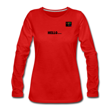 Load image into Gallery viewer, LIVE IT Pride Women's HELLO GOODBYE original Women's Slim Fit Long Sleeve T-Shirt - red