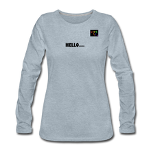 Load image into Gallery viewer, LIVE IT Pride Women's HELLO GOODBYE original Women's Slim Fit Long Sleeve T-Shirt - heather ice blue
