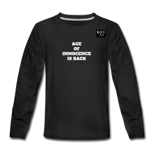 Load image into Gallery viewer, LIVE IT Kids AGE OF INNOCENCE IS BACK original Long Sleeve T-Shirt - black
