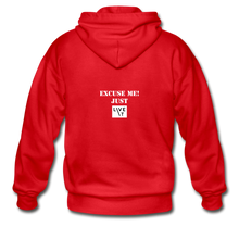 Load image into Gallery viewer, LIVE IT Unisex EXCUSE ME JUST LIVE IT original ZIP Hoodie - red