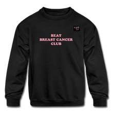 Load image into Gallery viewer, LIVE IT Kids Breast Cancer BEAT CLUB Crewneck Sweatshirt - black