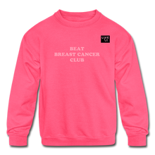 Load image into Gallery viewer, LIVE IT Kids Breast Cancer BEAT CLUB Crewneck Sweatshirt - neon pink