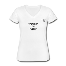 Load image into Gallery viewer, LIVE IT Women's POWER OF LIFE original Women's V-Neck T-Shirt - white