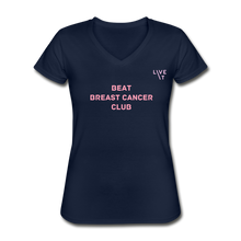 Load image into Gallery viewer, LIVE IT Breast Cancer Women's BEAT CLUB original Women's V-Neck T-Shirt - navy
