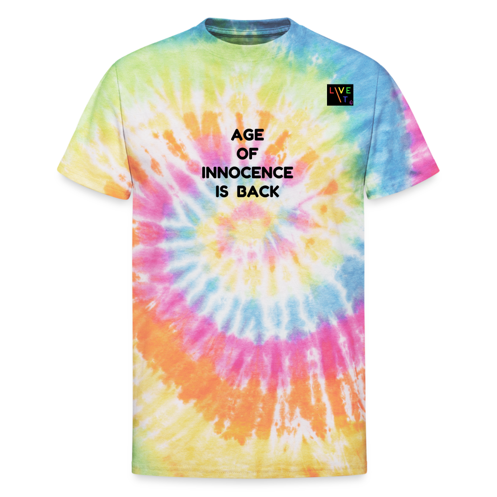 LIVE IT Pride Unisex AGE OF INNOCENCE IS BACK original Tie Dye T-Shirt - rainbow