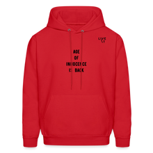 Load image into Gallery viewer, LIVE IT Men&#39;s AGE OF INNOCENCE IS BACK original Men&#39;s Hoodie - red
