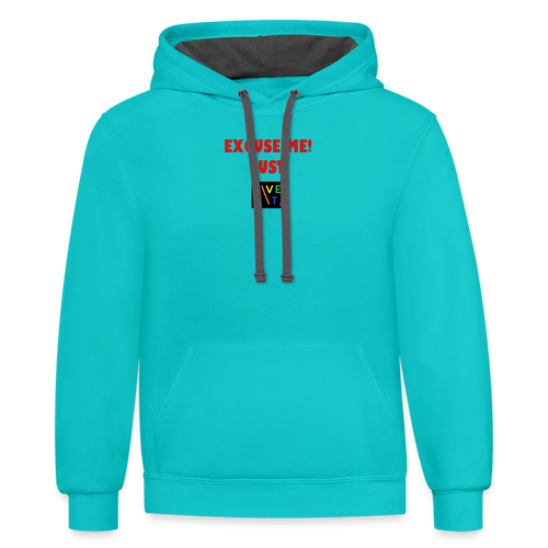 LIVE IT Pride Unisex EXCUSE ME JUST LIVE IT original Contrast Hoodie - scuba blue/asphalt
