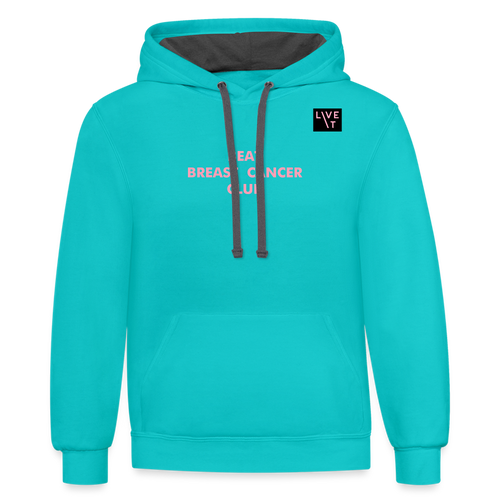 LIVE IT Breast Cancer Unisex BEAT CLUB original Contrast Hoodie - scuba blue/asphalt