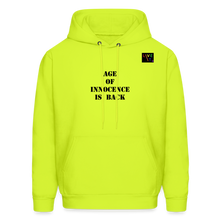 Load image into Gallery viewer, LIVE IT Pride Unisex AGE OF INNOCENCE IS BACK original Hoodie - safety green
