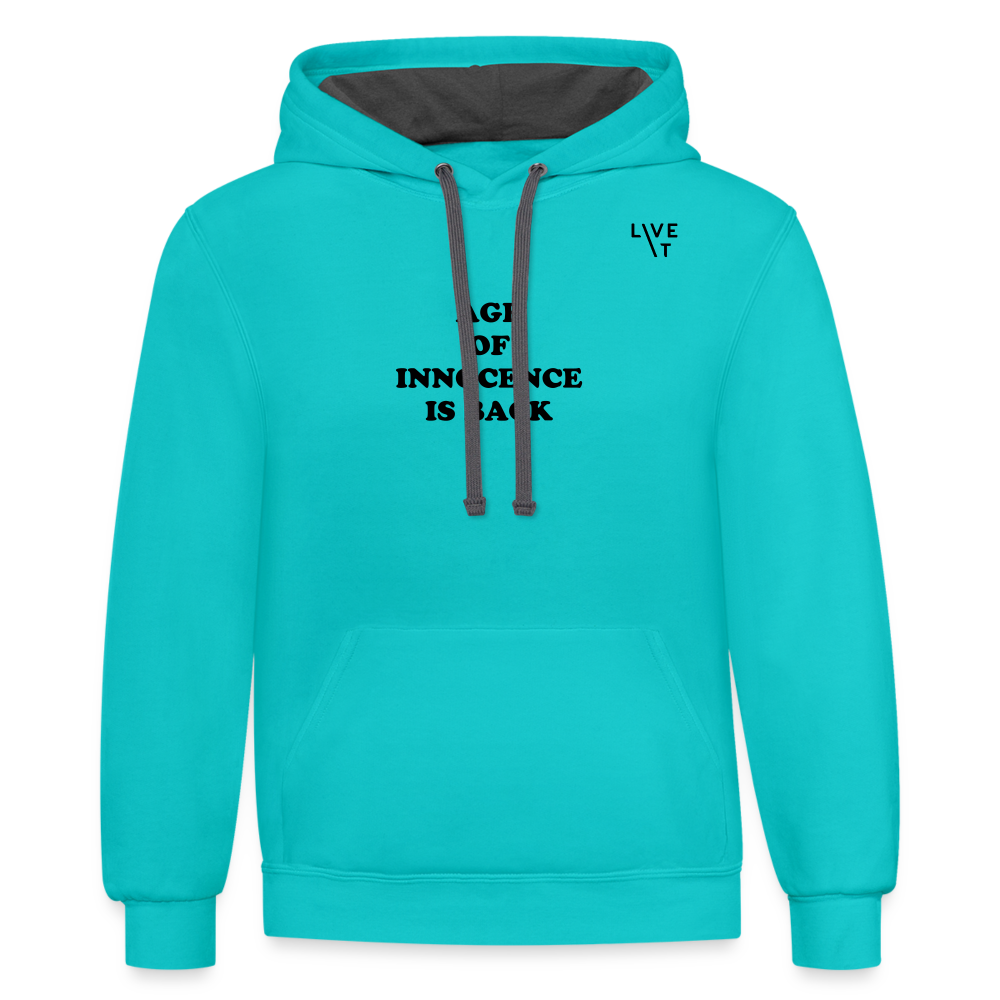 LIVE IT Unisex AGE OF INNOCENCE IS BACK original Contrast Hoodie - scuba blue/asphalt