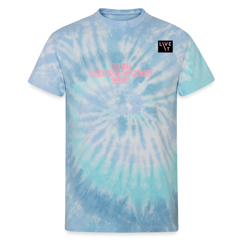 LIVE IT Breast Cancer Unisex BEAT CLUB original Tie Dye T-Shirt - blue lagoon