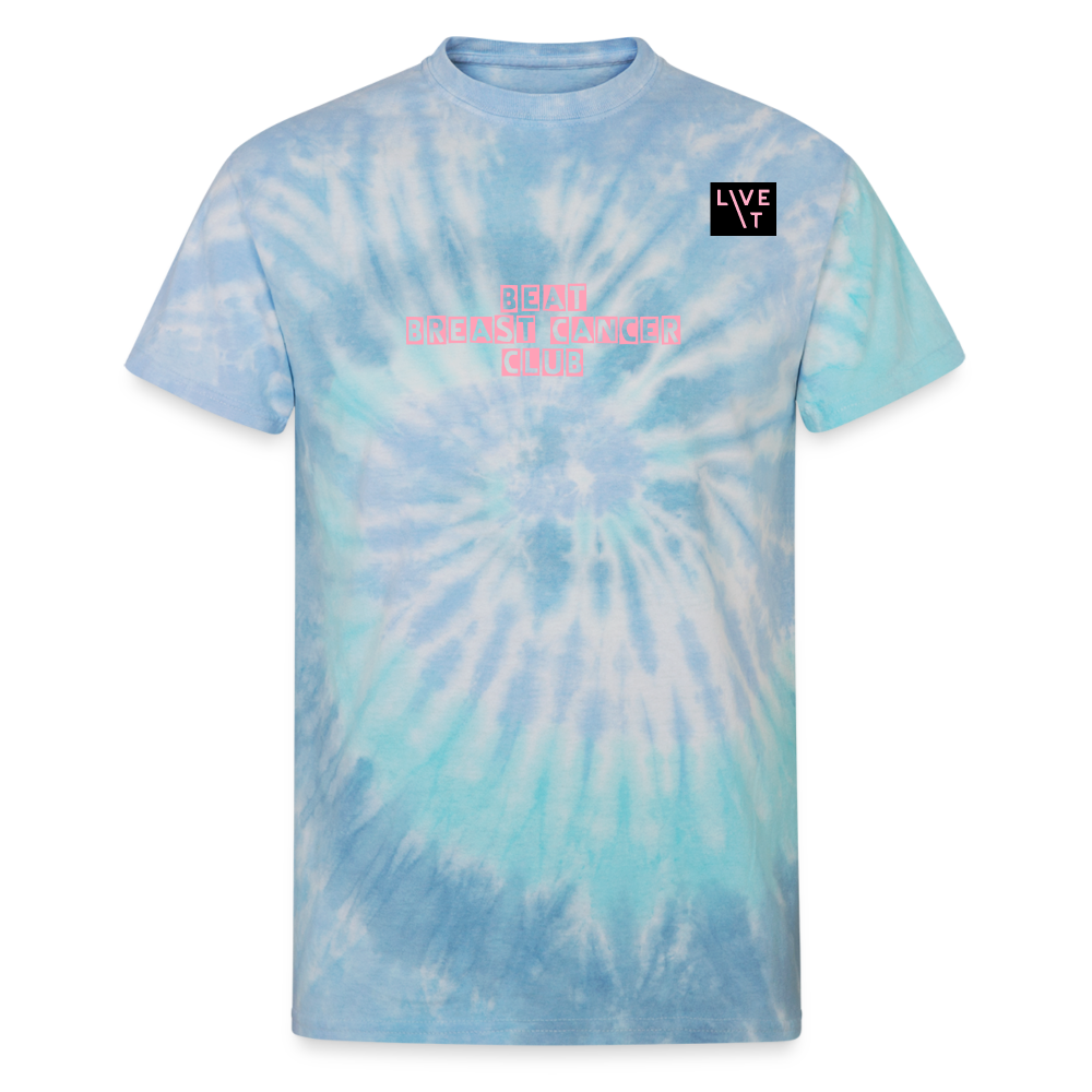 LIVE IT Breast Cancer Unisex BEAT CLUB original Tie Dye T-Shirt - blue lagoon