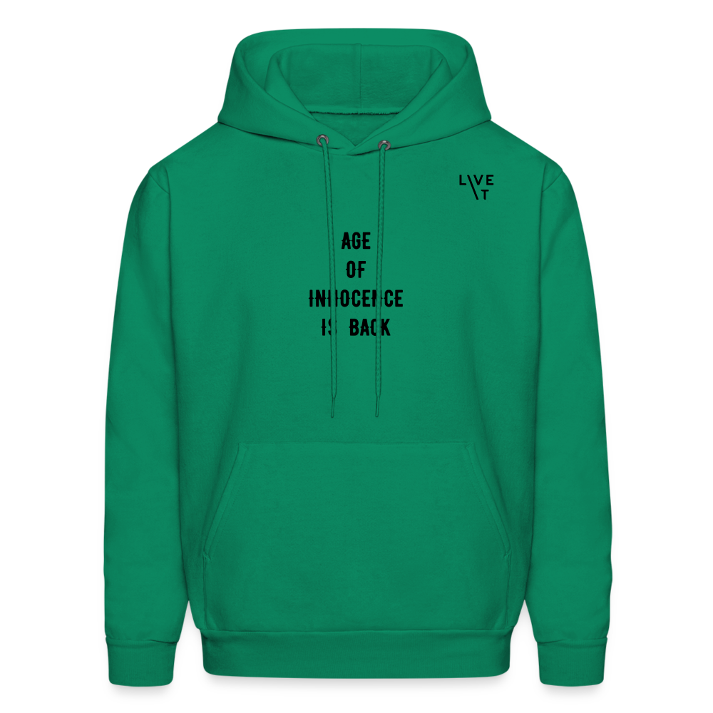 LIVE IT Men's AGE OF INNOCENCE IS BACK original Men's Hoodie - kelly green