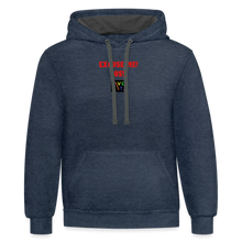Load image into Gallery viewer, LIVE IT Pride Unisex EXCUSE ME JUST LIVE IT original Contrast Hoodie - indigo heather/asphalt
