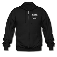 Load image into Gallery viewer, LIVE IT Unisex AGE OF INNOCENCE IS BACK original Zip Hoodie - black
