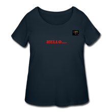 Load image into Gallery viewer, LIVE IT Pride Curvy Plus Size HELLO GOODBYE original Women&#39;s Curvy T-Shirt - navy
