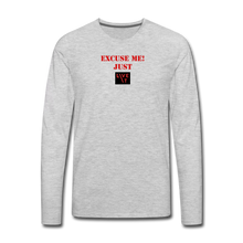 Load image into Gallery viewer, LIVE IT Men&#39;s EXCUSE ME JUST LIVE IT original Men&#39;s Long Sleeve T-Shirt - heather gray
