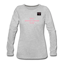 Load image into Gallery viewer, LIVE IT Breast Cancer Women&#39;s BEAT CLUB original Women&#39;s Slim Fit Long Sleeve T-Shirt - heather gray
