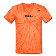 Load image into Gallery viewer, LIVE IT Unisex HELLO GOODBYE original Tie Dye T-Shirt - spider orange
