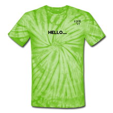 Load image into Gallery viewer, LIVE IT Unisex HELLO GOODBYE original Tie Dye T-Shirt - spider lime green
