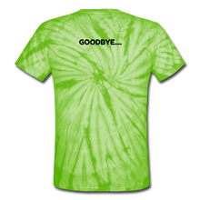 Load image into Gallery viewer, LIVE IT Unisex HELLO GOODBYE original Tie Dye T-Shirt - spider lime green
