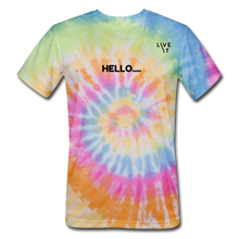 Load image into Gallery viewer, LIVE IT Unisex HELLO GOODBYE original Tie Dye T-Shirt - rainbow
