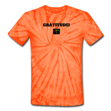 Load image into Gallery viewer, LIVE IT Pride Unisex GRATITUDE original Tie Dye T-Shirt - spider orange
