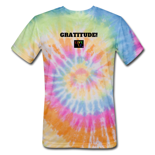 LIVE IT Pride Unisex GRATITUDE original Tie Dye T-Shirt - rainbow