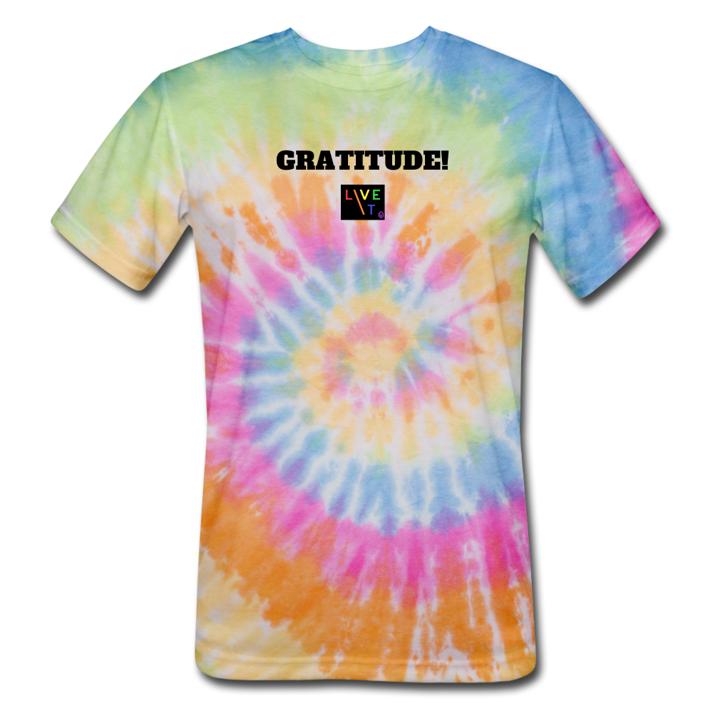 LIVE IT Pride Unisex GRATITUDE original Tie Dye T-Shirt - rainbow