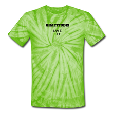 Load image into Gallery viewer, LIVE IT Unisex GRATITUDE original Tie Dye T-Shirt - spider lime green
