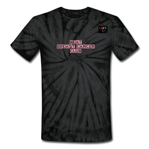 LIVE IT Pride Breast Cancer Unisex BEAT CLUB original Tie Dye T-Shirt - spider black