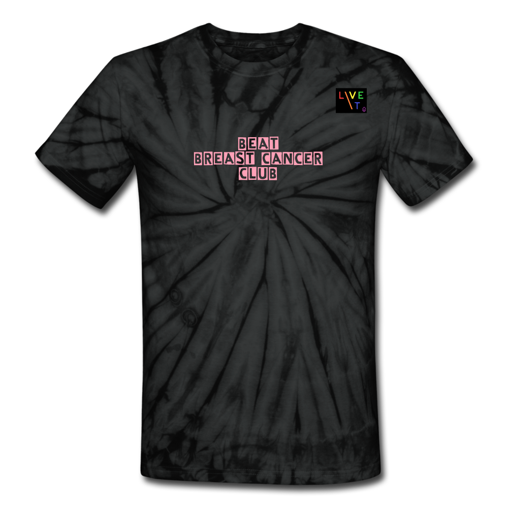 LIVE IT Pride Breast Cancer Unisex BEAT CLUB original Tie Dye T-Shirt - spider black