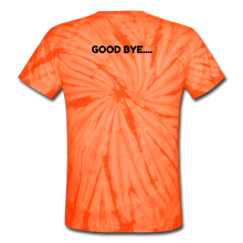 Load image into Gallery viewer, LIVE IT Pride Unisex HELLO GOODBYE original Tie Dye T-Shirt - spider orange
