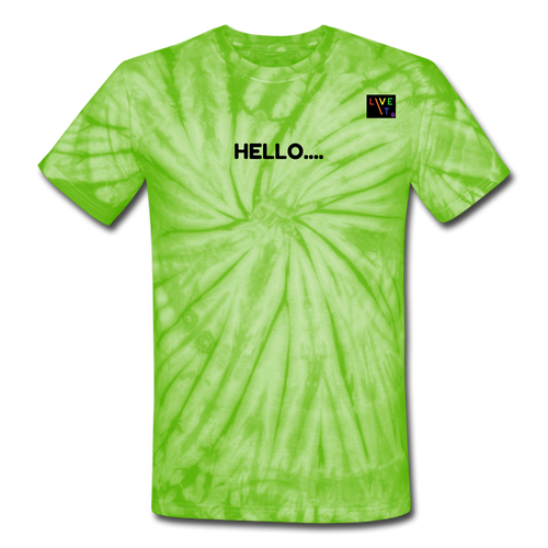 LIVE IT Pride Unisex HELLO GOODBYE original Tie Dye T-Shirt - spider lime green