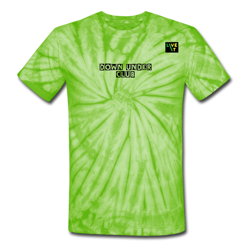 LIVE IT Aussie Unisex DOWN UNDER CLUB original Tie Dye T-Shirt - spider lime green