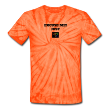 Load image into Gallery viewer, LIVE IT Pride Unisex EXCUSE ME JUST LIVE IT original Tie Dye T-Shirt - spider orange
