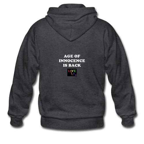 LIVE IT Pride Unisex AGE OF INNOCENCE IS BACK original ZIP Hoodie - deep heather